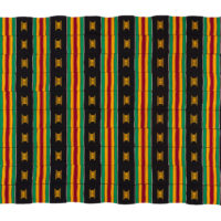 Kente with stool motif in black, red, green and gold