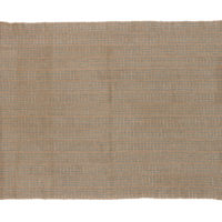 Narrow weave strip cotton cloth aso-oke fabric, with floating threads, beige with blue metallic stripes.
