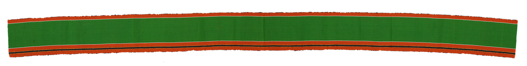 strip of handwoven green and orange striped aso-oke cloth