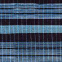 strip woven cotton fabric in dark and pale blue stripes