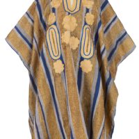 blue and gold aso-oke agbada robe