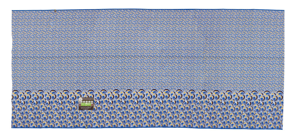 piece of blue, white and yellow wax print cotton fabric