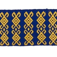 Strip of blue and gold 'Nigerian weave' kente in 333 design