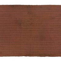 narrow strip woven mans cloth, brown, orange green,‘python skin’ design