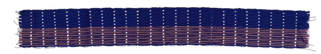Dark blue strip of aso-oke fabric