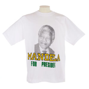 White T Shirt with picture of Nelson Mandela and 'Mandela for president' slogan