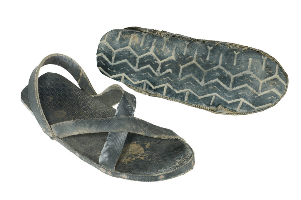 black sandals made from rubber car tyres