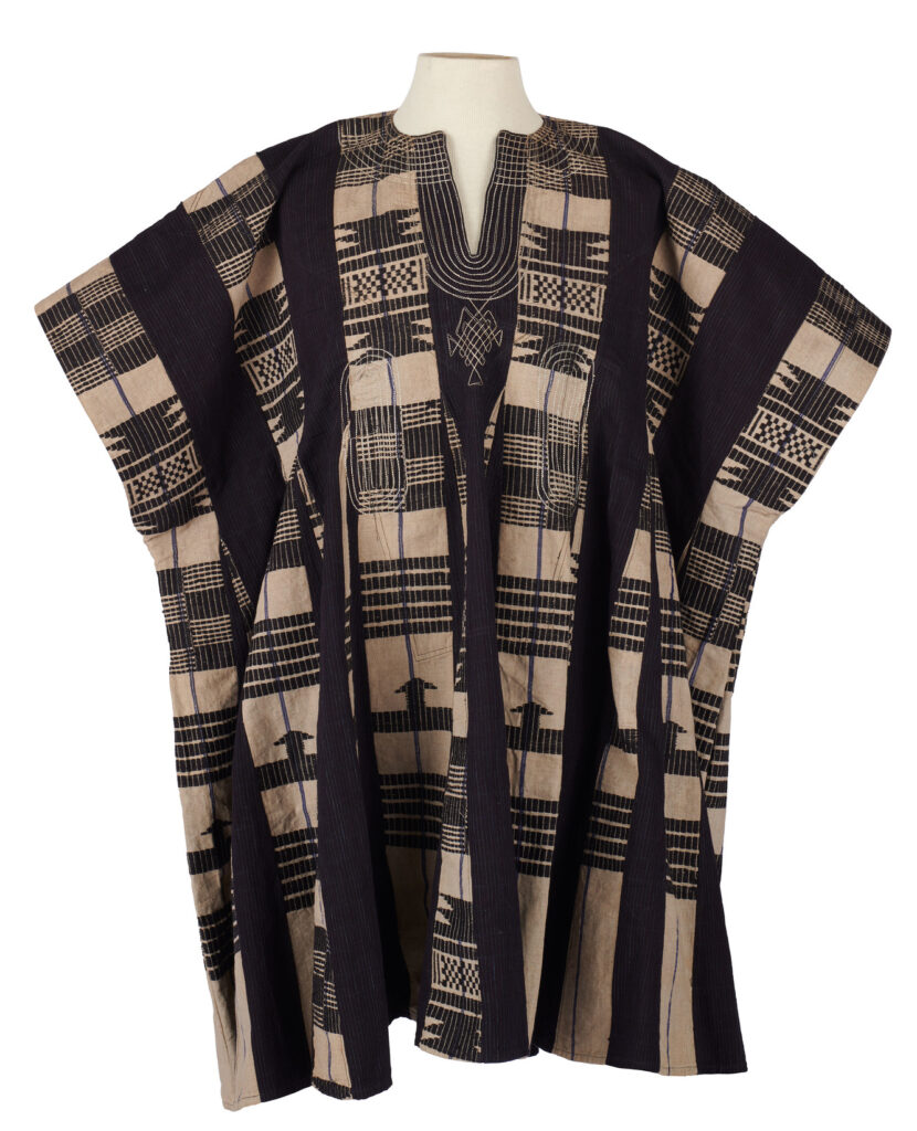 Large man's black and white aso-oke shirt