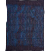 rectangular cloth dyed with indigo in striped pattern