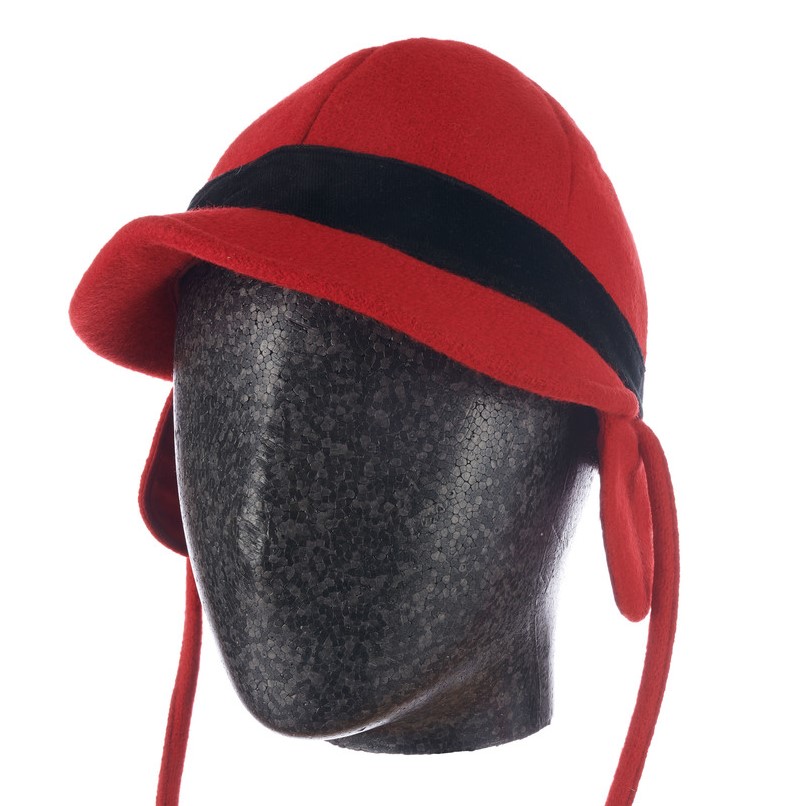 red man's riding cap with chin strap