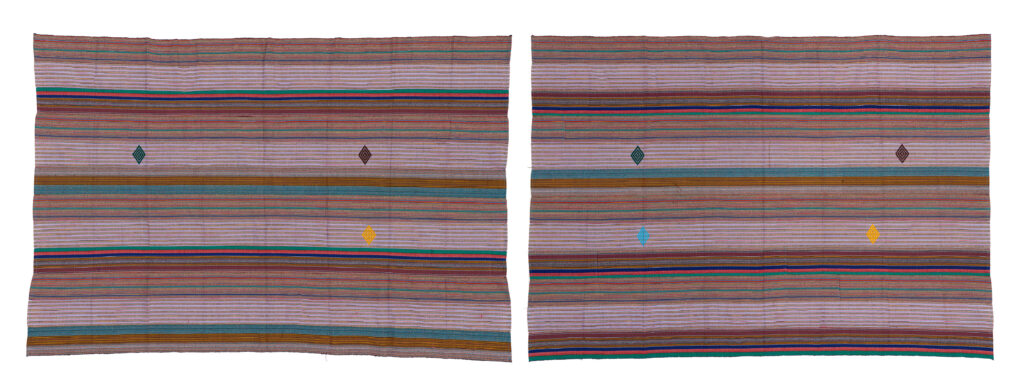 a pair of mixed strip kente cloths